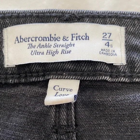 Abercrombie & Fitch Curve Love Black Ankle Straight High Rise Jeans - Size 4S - Picture 4 of 5